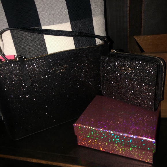 XSOLDX Kate Spade glitter crossbody bag + wallet - Picture 2 of 7